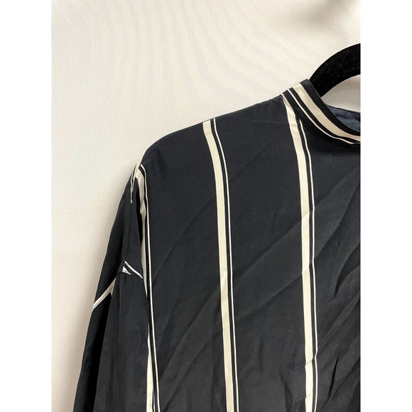 RAG & BONE NEW Jacklin Asymmetric Oversized Silk Dress Navy Stripe M $495 - Picture 6 of 13